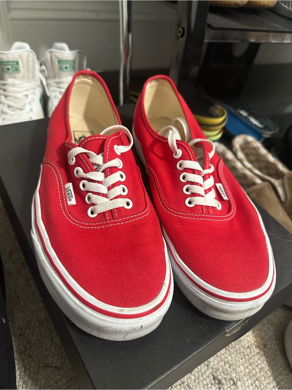 Vans Red Canvas Low-Top Sneakers